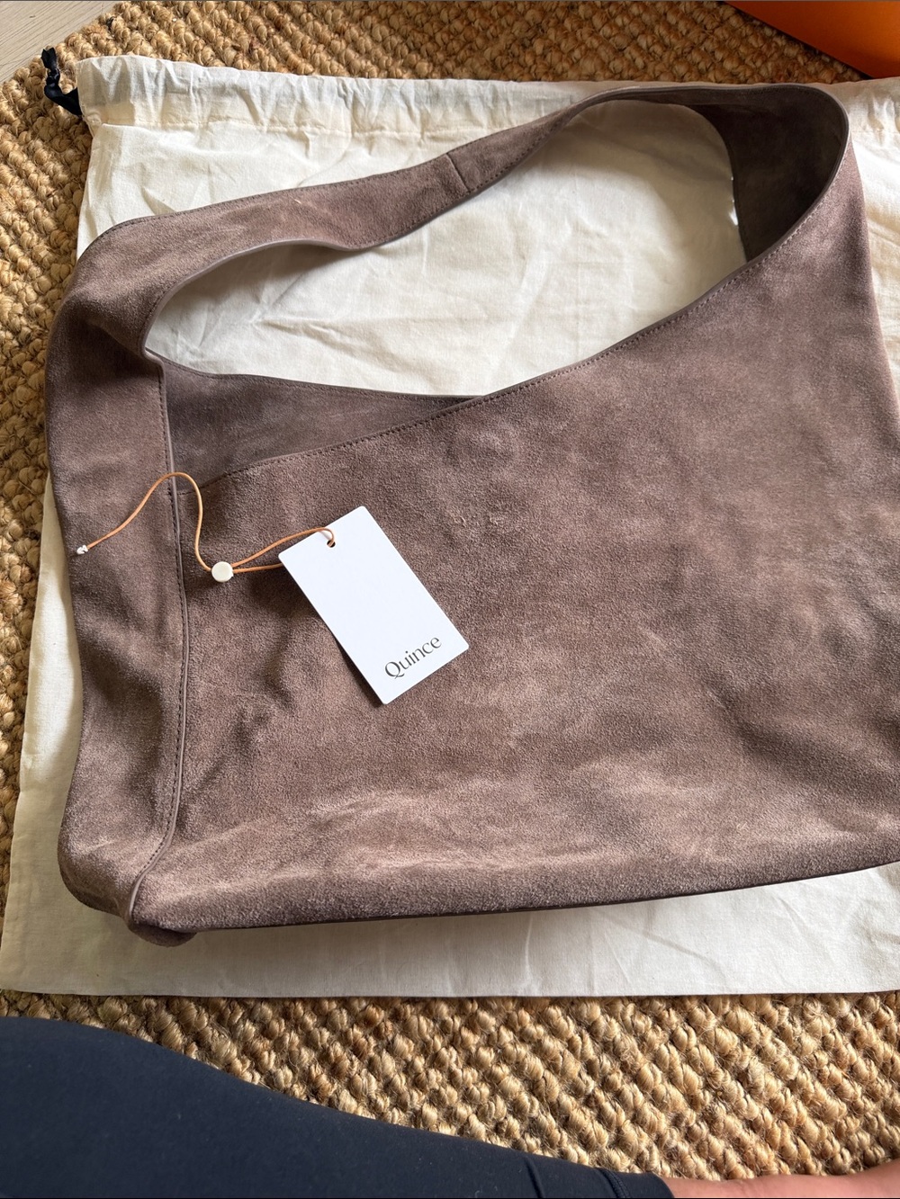 Quince Italian Taupe Suede Hobo Shoulder Bag